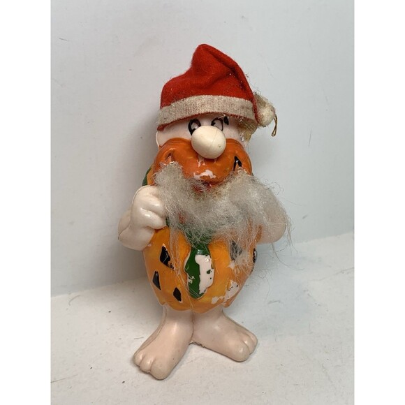 Vintage Flintstones Santa Christmas Tree Ornament 1976 Hong Kong Plastic Cartoon - Picture 2 of 9
